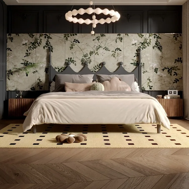 

Customizable antique double bed modern retro furniture