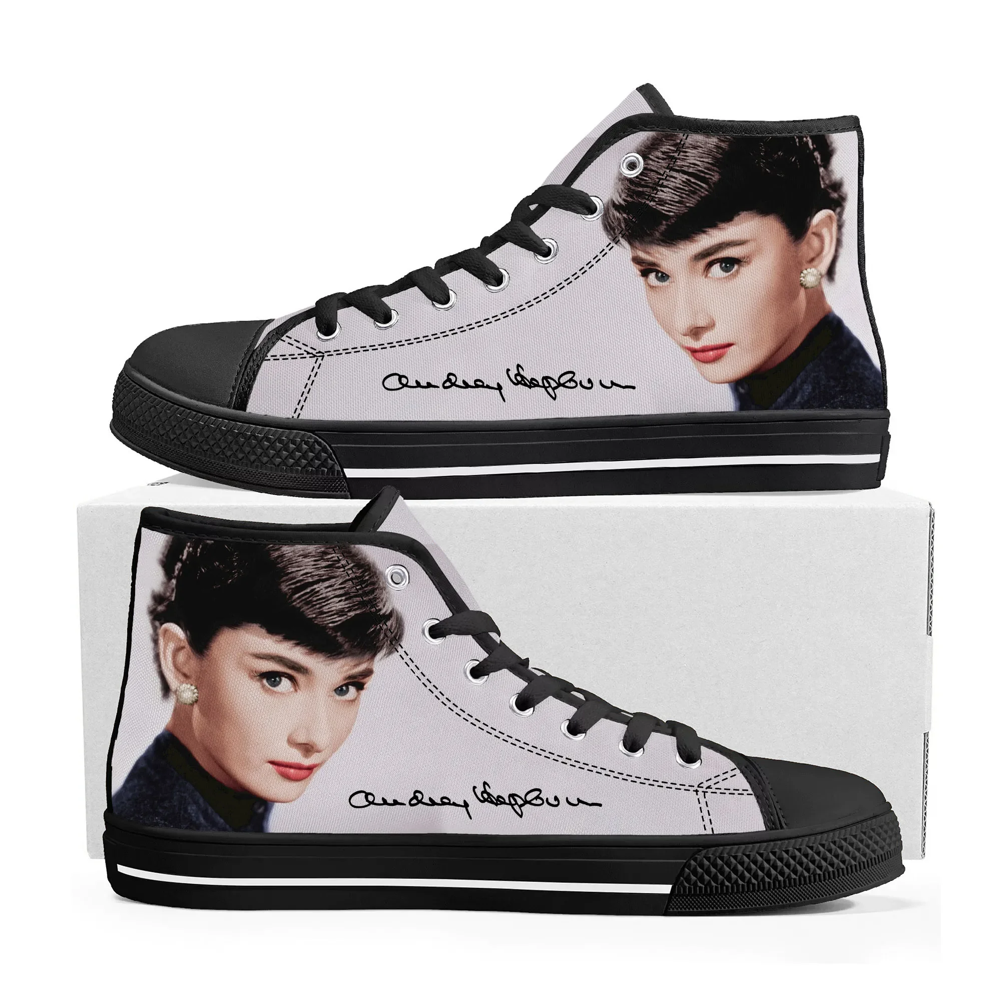 Audrey Hepburn High Top High Quality Sneakers Mens Womens Teenager Canvas Sneaker Casual Custom Made Shoes Customize DIY Shoe