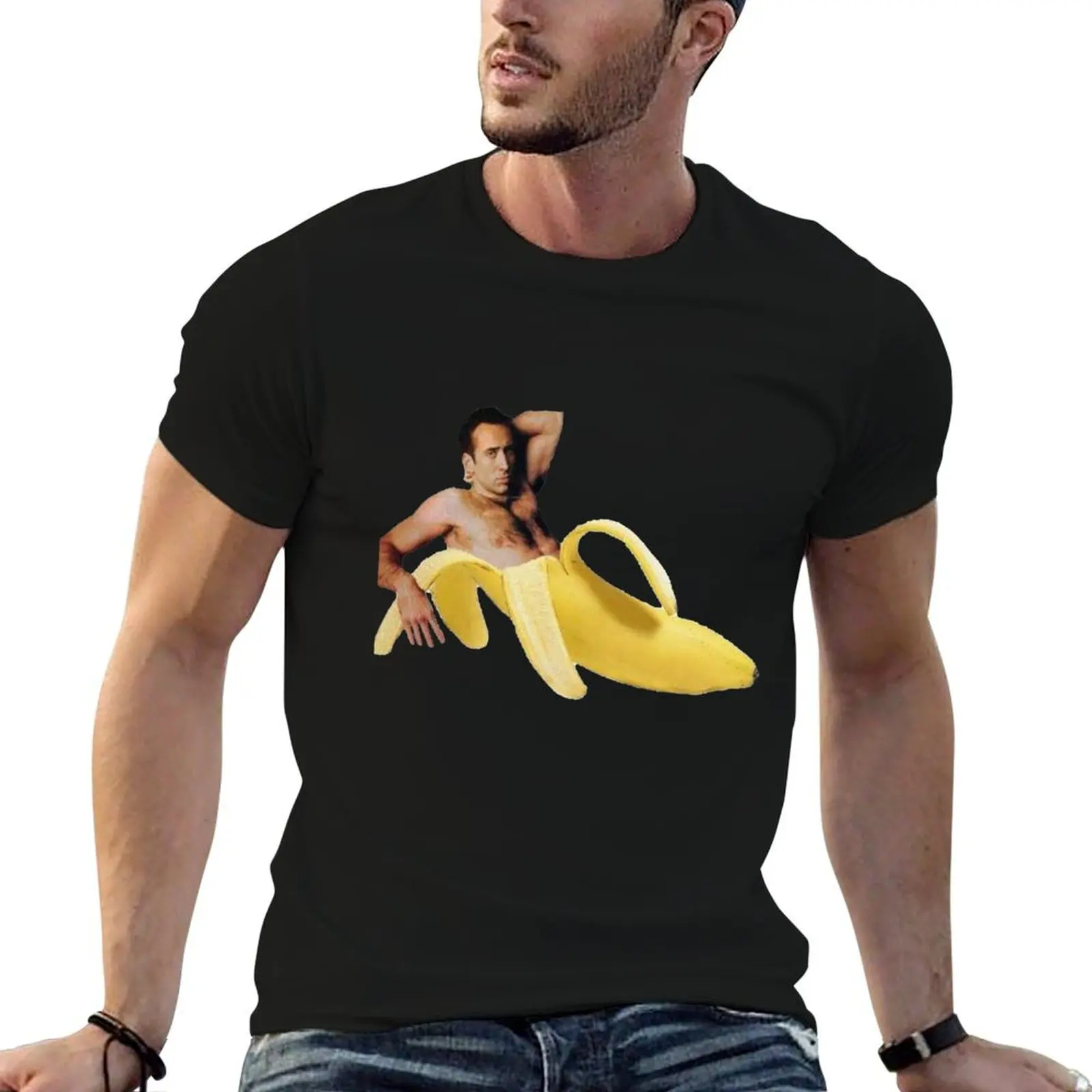 

Nicholas Cage banana T-Shirt t shirts for man cotton anime t shirts oversize t shirt custom print T-Shirt