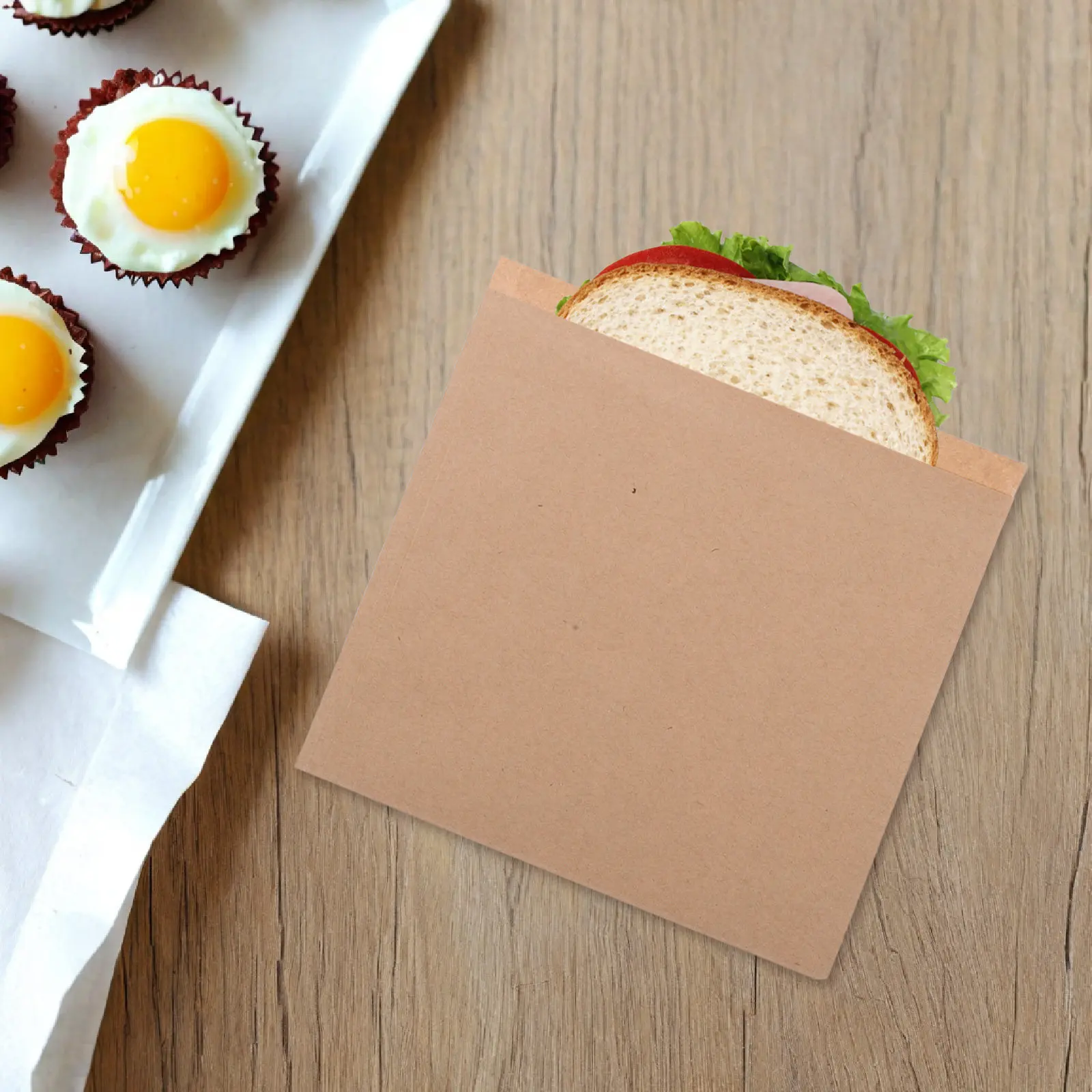 

300Pcs Double Open-End Paper Sandwich Bags 7x7 Greaseproof Food Safe Snack Wraps Pastry Cookie Wrappers Bakery Lunch Paper Bags