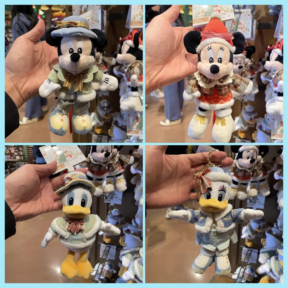 

Шанхай Диснейленд, Рождество 2024, Микки Маус, Минни Маус и Дональд Дак, плюшевый брелок, сувенир