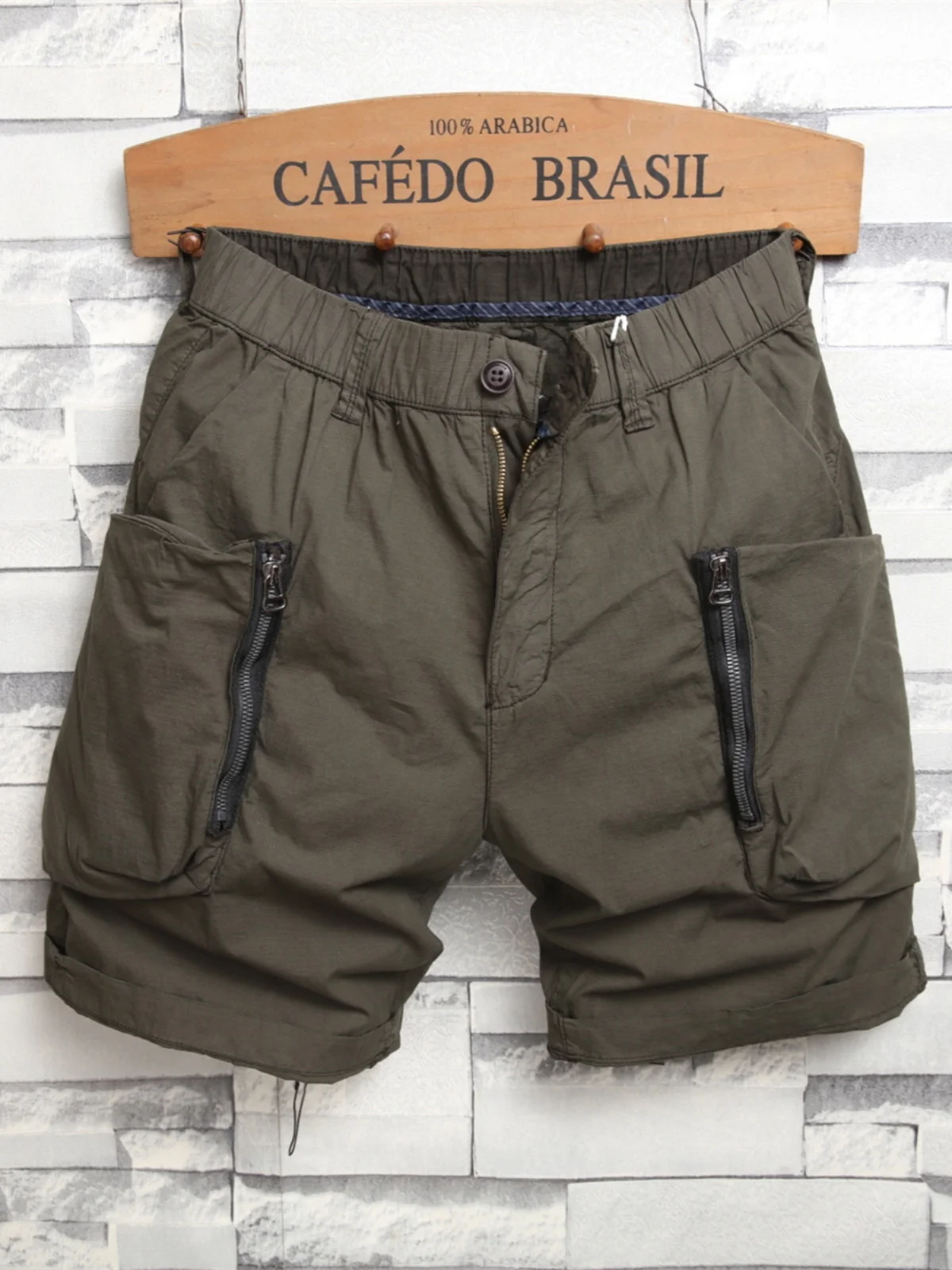 

Летние повседневные мужские брюки из чистого хлопка с эластичной резинкой на талии, свободные брюки прямого кроя, рабочая одежда, модные брендовые брюки длиной пять четвертей