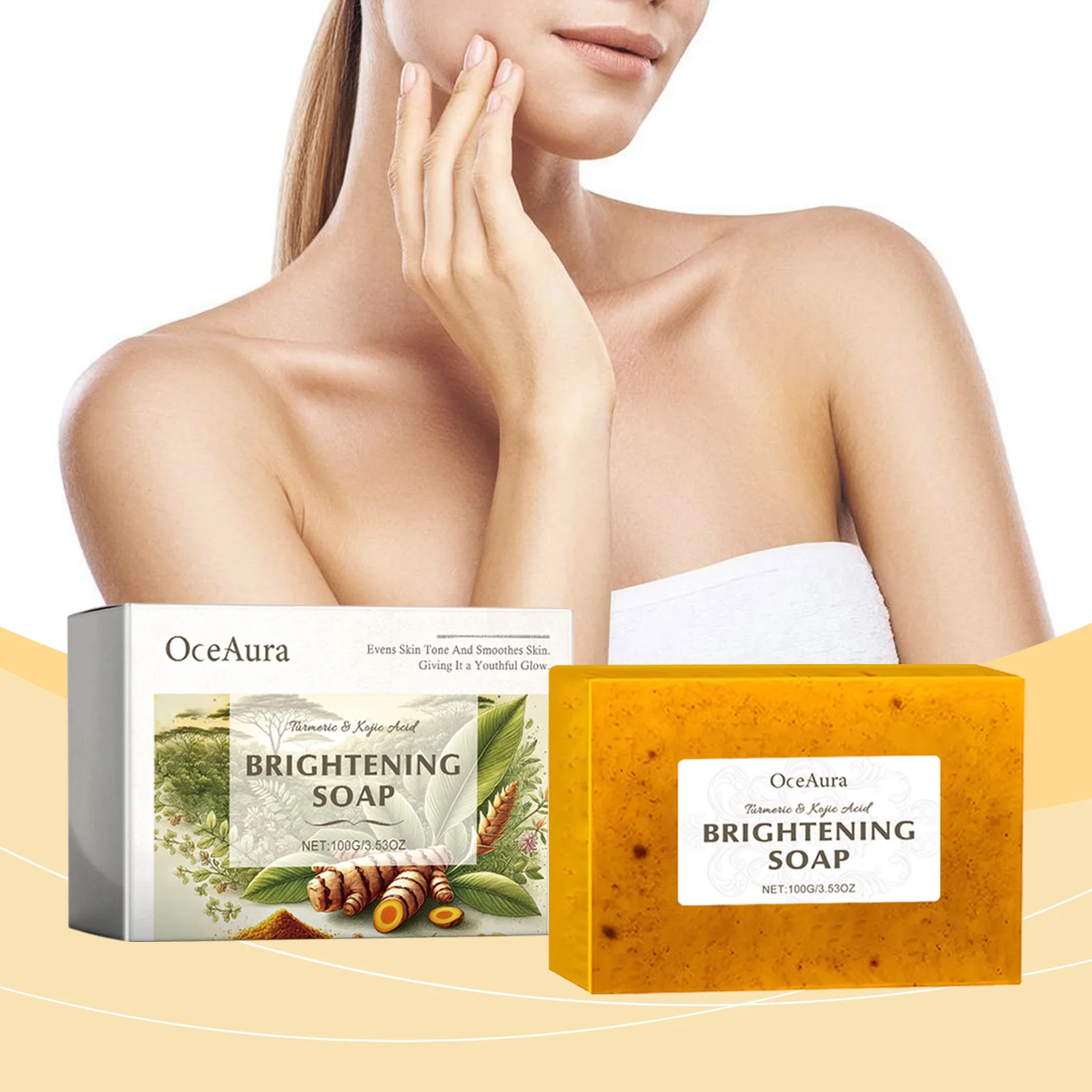 OCEAURA Turmeric Kojic Acid Brightening Soap Brightening Shower Soap Nourishing Shower Soap Exfoliating and Moisturizing