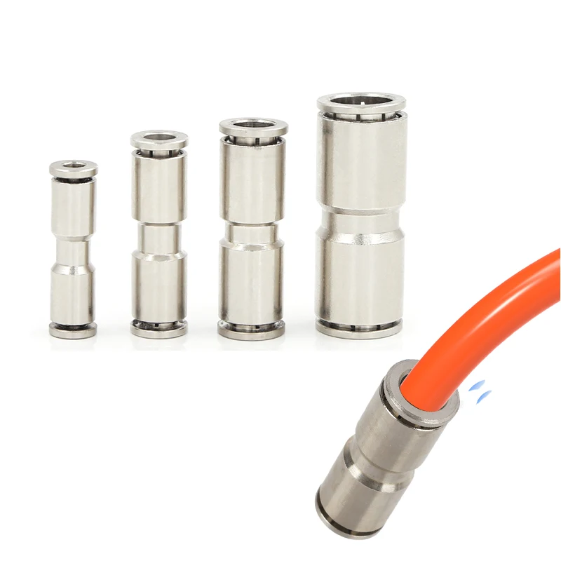 Gas pipe quick connector all-copper nickel-plated pneumatic high pressure quick plug PU straight PG reducing diameter 4 6 8 10mm