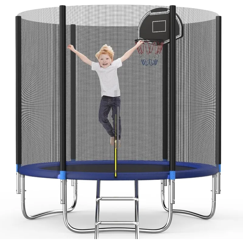 Trampolina 8FT Trampolina dla dzieci z siatką zabezpieczającą Rekreacyjna trampolina dla dorosłych Zatwierdzenie ASTM Podwórko