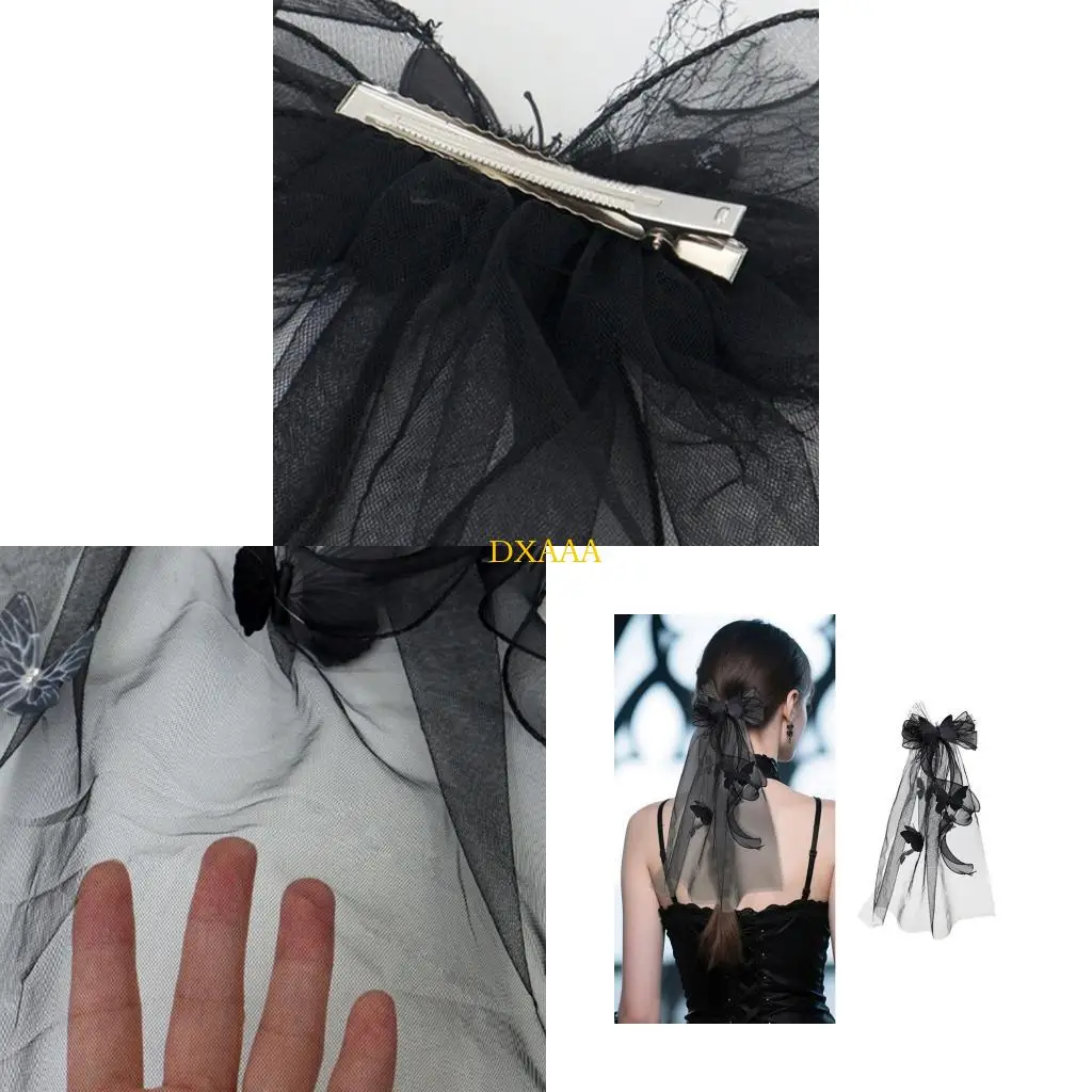 

DXAA Classical Black Bowknot Veil Clip Headwear Comfortable Everyday Hair Decoration