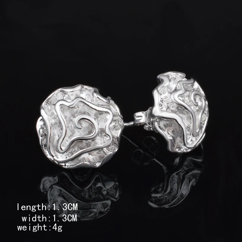 Pretty 925 Sterling Silver Rose flower studs earrings for woman High Quality Fashion Jewelry wedding Holiday Gifts