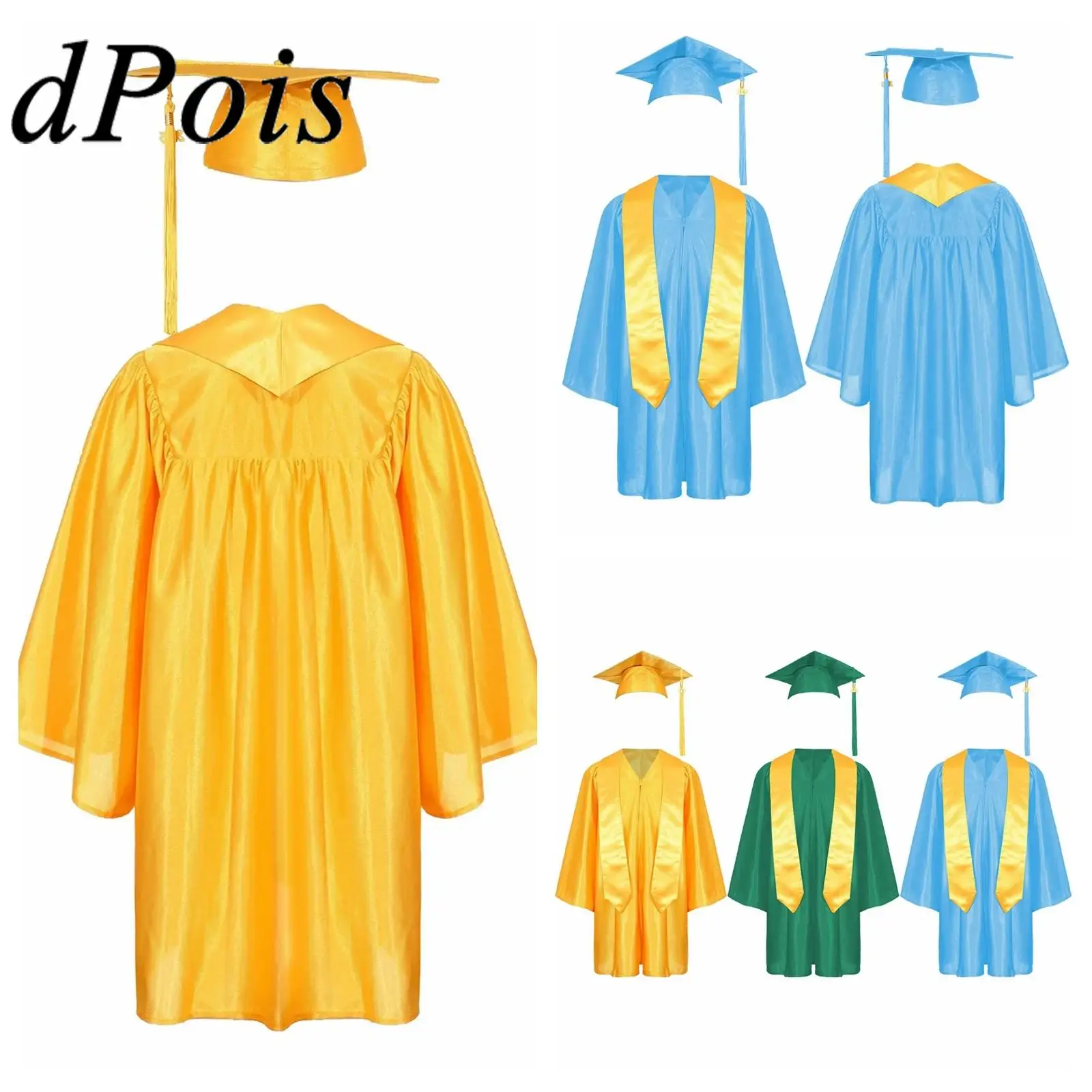 

2025 Kids Bachelor Role Play Costume Preschool Kindergarten Graduation Gown Cosplay Students Uniform Set with Badge Tassel Cap