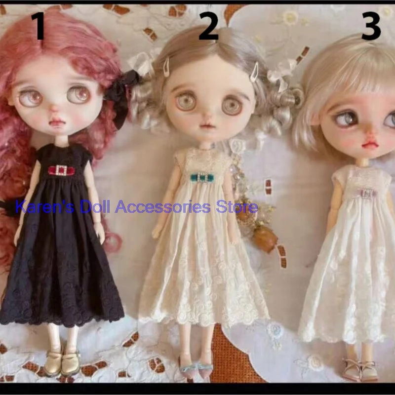1pcs 2026 vintage retro Embroidery style one-piece dress for Blythe/landoudou(Fit for Lulu,ymy24,Ob22,24,26,zone, Jenny)