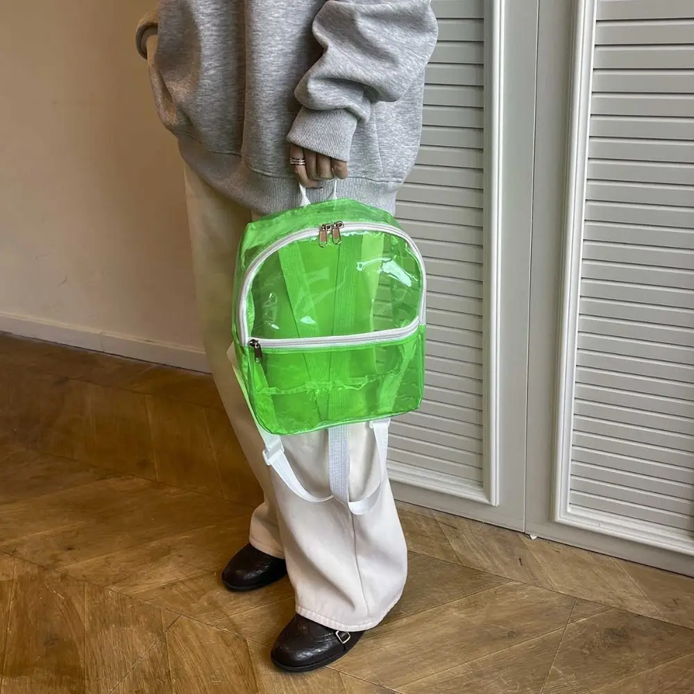 Clear PVC Transparent Backpack Multifunctional Pockets Water-Resistant PVC School Bag Waterproof Adjustable Straps
