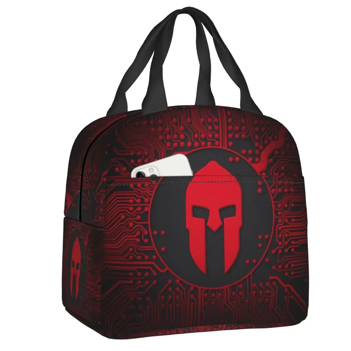 Custom Sparta Warrior Spartan Skull Lunch Bag Women Cooler Thermal Insulated Lunch Box for Kids School Children