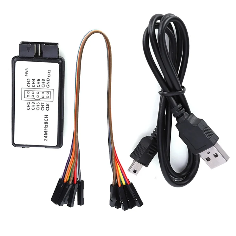 LA1002 Mini Portable USB 5MHz 24M 8 Channel Logic Analyzer Device Set With Cables