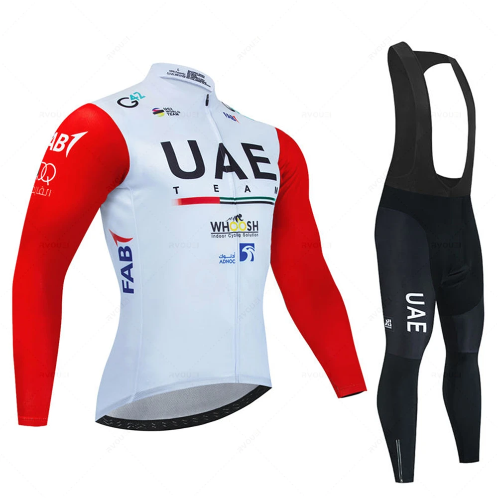 2023 Uae Autumn Cycling Jersey Set Men Long Sleeve Quick-Dry Bicycle Clothing MTB Maillot Ropa Ciclismo Road Bike Sports Wear