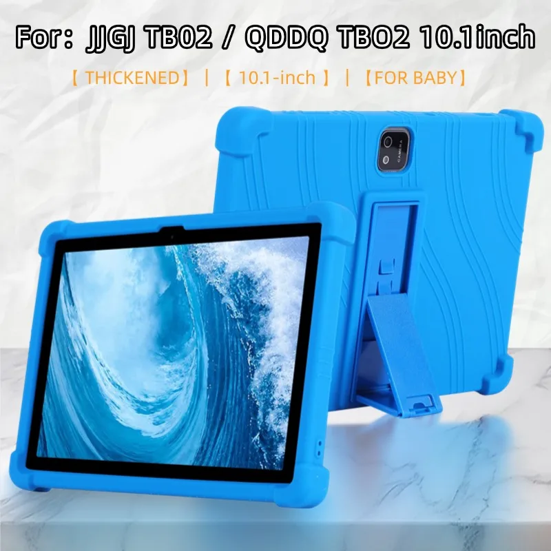 JJGJ TB02 10.1 Inch Tablet Case, Kids Soft Silicone Shockproof Cover, Adjustable Stand Washable Anti-Drop Protective Sleeve