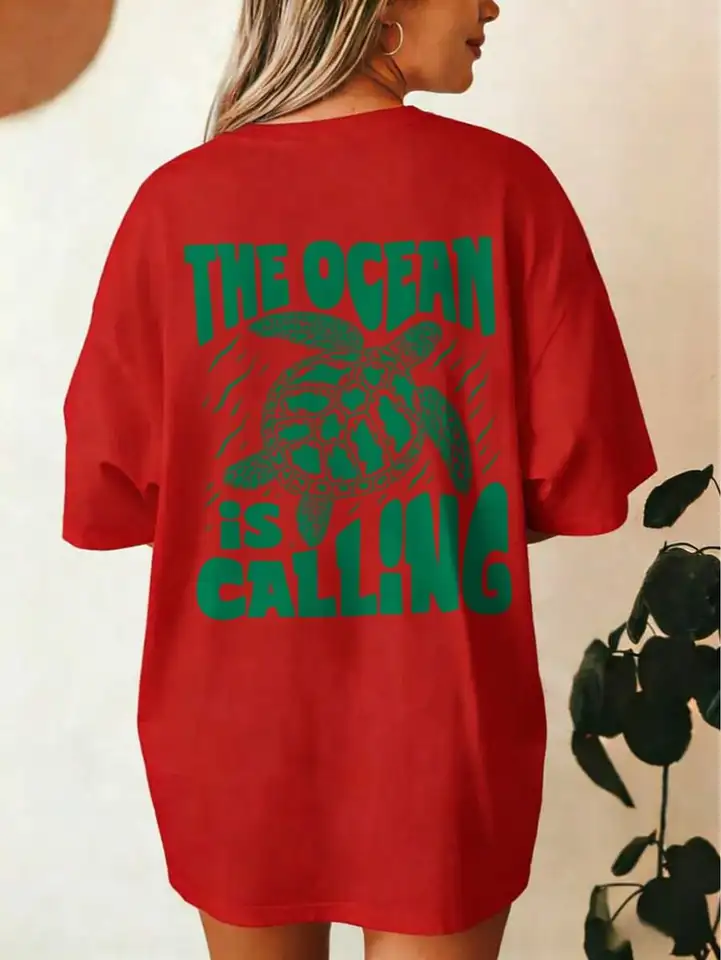 Plus Size Oversized Short Sleeve Sea Turtle Tee