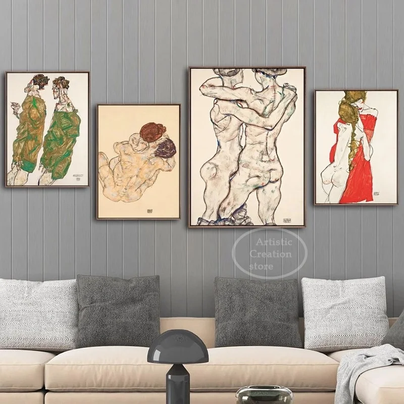 The Logicians Oil Painting Wall Decor Canvas Painting Poster Wall Art Print Egon Schiele Multi Style for Bedroom Art Home Decor