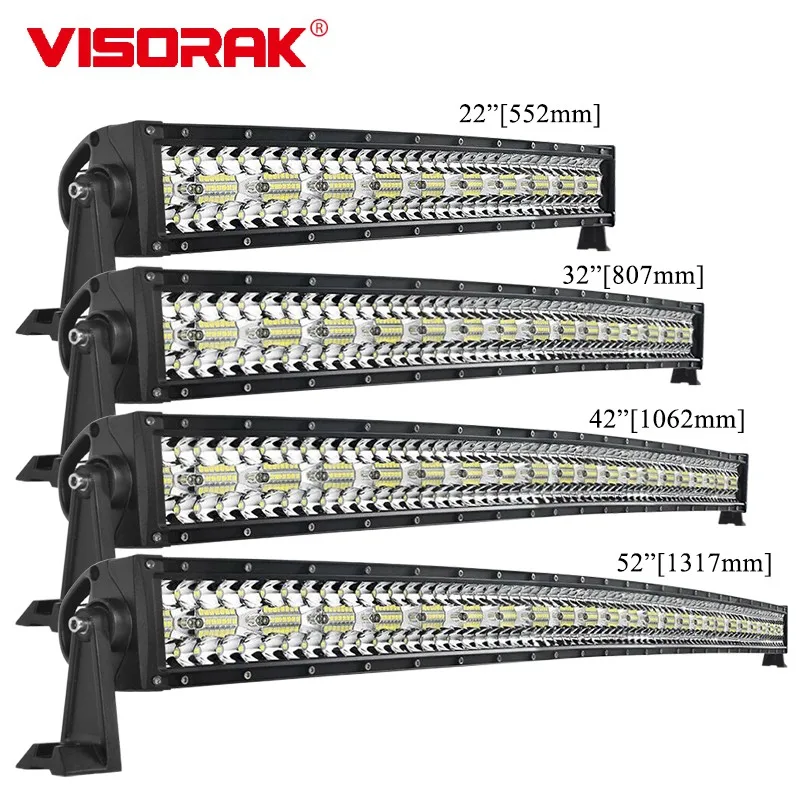 Super Bright 3 Rows Car Curved LED Lightbar Spotlight Offroad Truck Roof Light Bar For Off Road SUV 4x4 Tractor Jeep Raptor 4wd