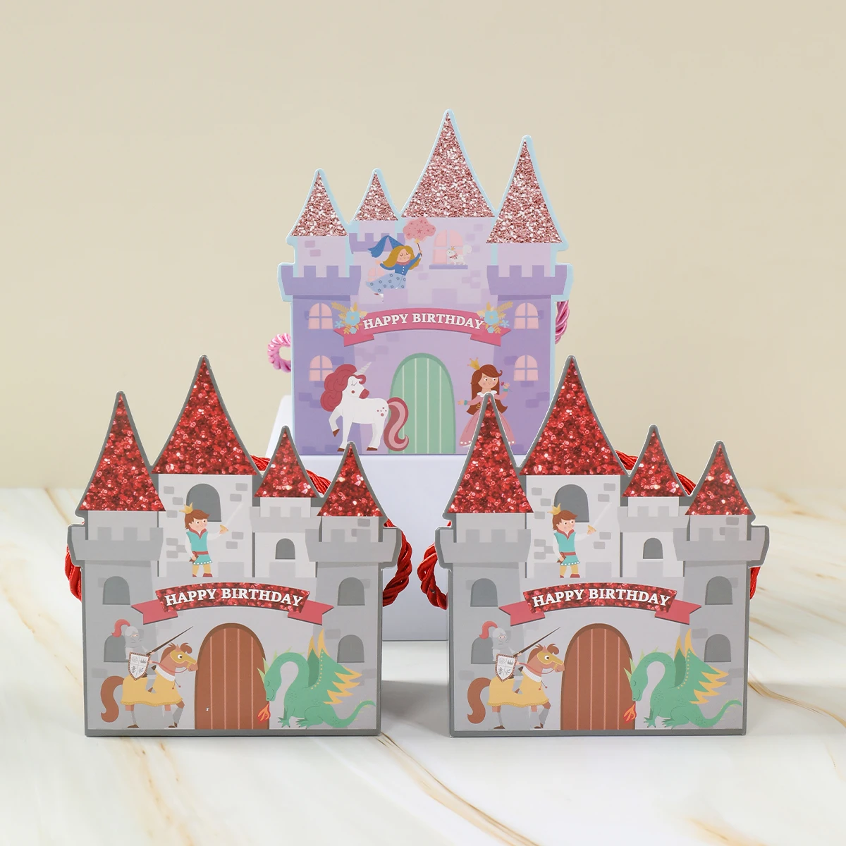 Fairy Tale Castle Princess Candy Box Happy 1st Birthday Party Decorations Kids Girls Favors Gift Cookie Box Baby Shower Supplies