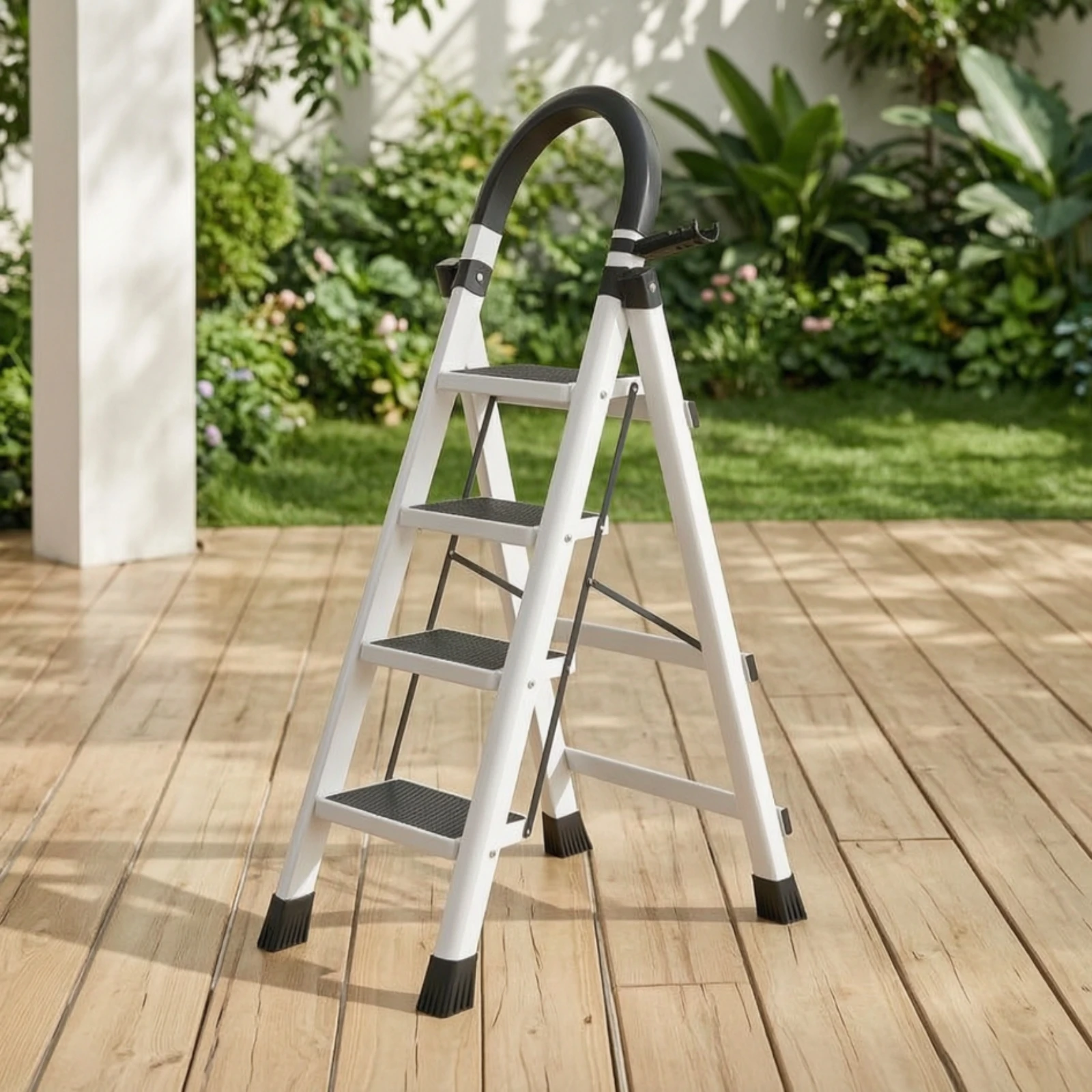 Step Ladder with Handrails Portable Folding Step Ladder Lightweight Stable for Homeowners, Home, Kitchen