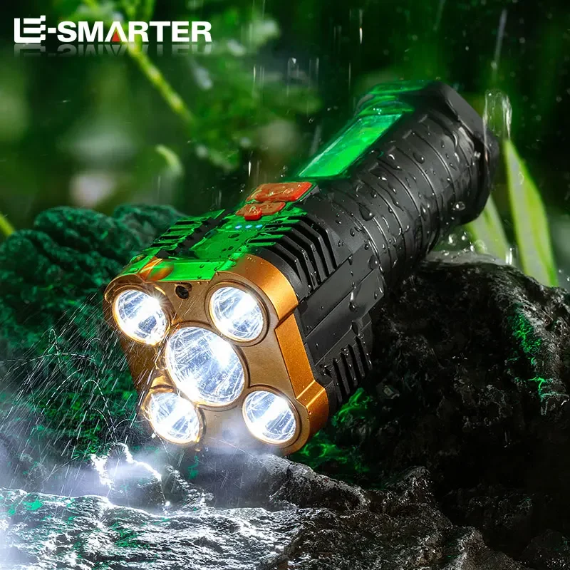 Imagem -06 - Lanterna Led Cob Portátil com Display Power Tocha Recarregável Luz Lateral Modos de Iluminação Camping Adventure Spotlight 5led