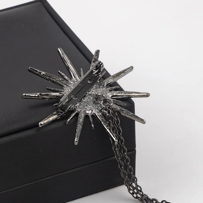 Vintage Kristall Stern Schneeflocke Brosche für Männer Quaste Kette Abzeichen Mode Anzug Anstecknadeln Elegante Schmuck Zubehör – Detail 6