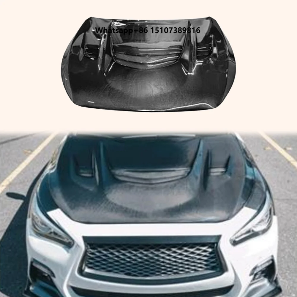 MBJ Style Front Vented Carbon Fiber Cooling Hood for 2013-2024 Q50 V37 Sedan Condition New