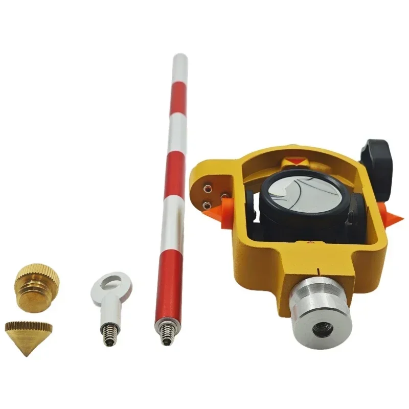 Mini prisma revestido de prata FDC066 ADS106 para estação total Trimble, prisma de pesquisa ADS106 de alumínio deslocado de 0/-30 mm com postes de 4x30 cm