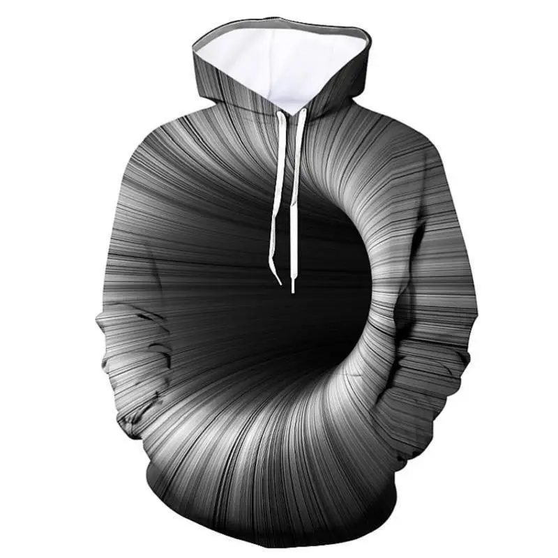 2024 Autumn And Winter Fashion New Hot Selling Boys Unisex Hoodie Sweatshirt Long Sleeve 3D Printed Optical Illusion Pocket Top