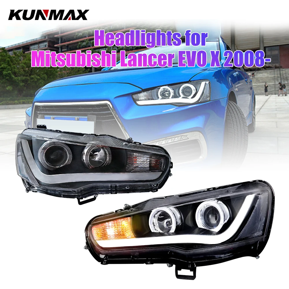 2x Car Styling Car Headlight Assembly For Mitsubishi Lancer EVO X 2008-UP LED Head Lamp Car Tuning Light Parts Plug And Play DRL