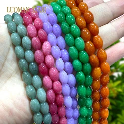 8x12MM Oval Natural Stone Burma Jades Orange Chalcedony Loose Rice Spacer Beads for Jewelry Making DIY Bracelet Accessories