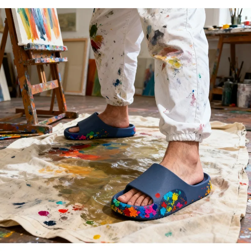 

New Fashionable Waterproof Slippers Large Size Cool Slippers For Bathroom Men's Comfortable Soft Bottom Non-slip Slippers