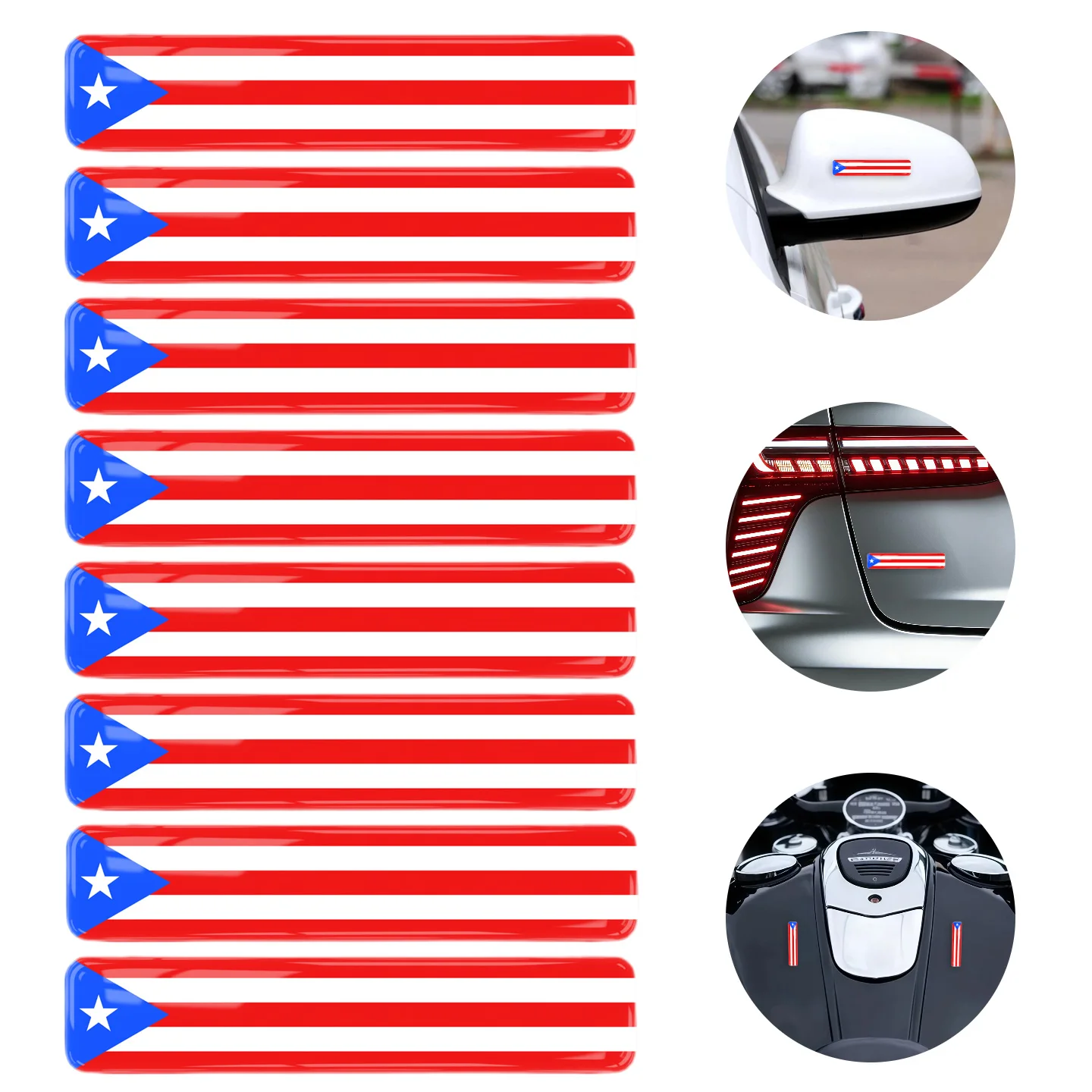

8 шт. 3D гелевые эпоксидные наклейки на автомобиль с дизайном флага Пуэрто-Рико для автомобиля, грузовика, мотоцикла, ноутбука, аксессуары для авто