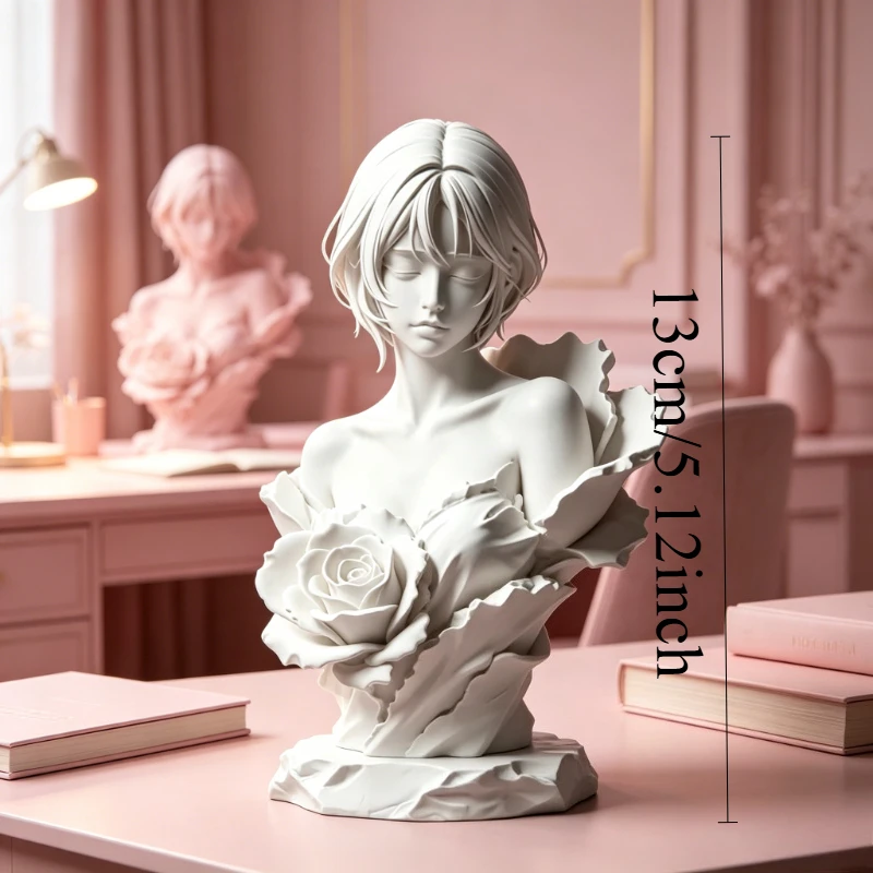 DIY Painting 3D Printed Anime Girl Figure, Shy Romantic Confession Theme, Desk Decor Collectible