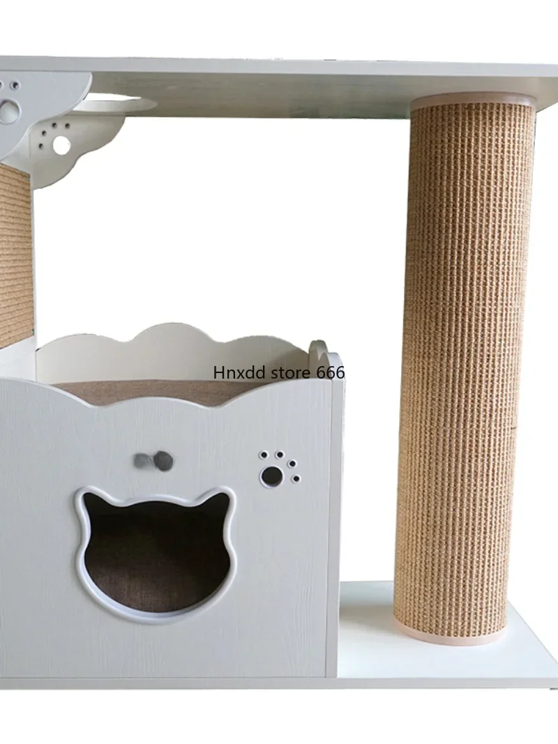 Two-story wooden cat climbing frame