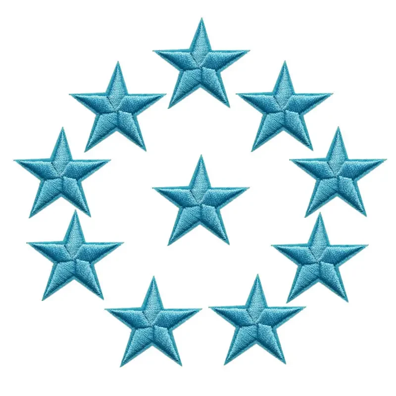 10PCS Stars Embroidered Patches Sew Iron On Badges Gold Silver Red Black Blue Pink For Clothes DIY Appliques Craft Decoration