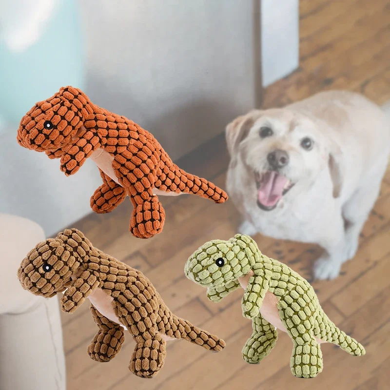 1PC Random Pet Dog Squeaky Plush Dinosaur Toys Interactive Dog Chew Toys Plush Stuffing Pet Supplies Small Dog Chew Molar Toys