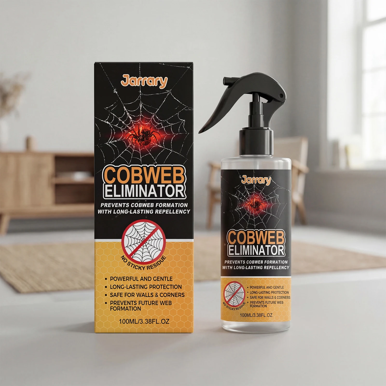 100ML Spider Cobweb Eliminator Long Lasting Spray Works Immediately Spider Liquid Spray for Kitchen Garage & Basement