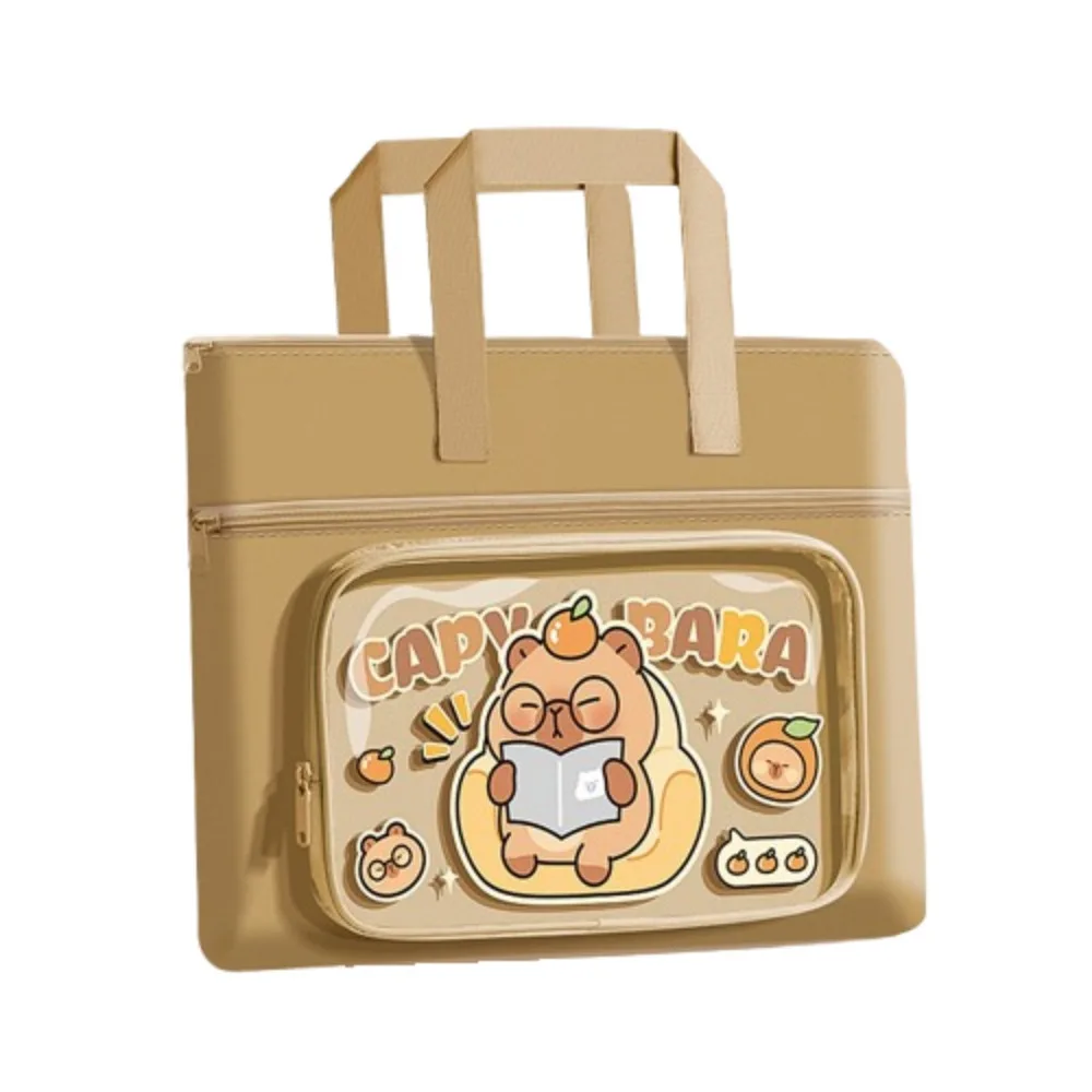 

Kawaii Capybara Tote School Bag Handheld Cartoon Multi-layer File Organizer Portable Cute Panda Capybara Tutorial Bag