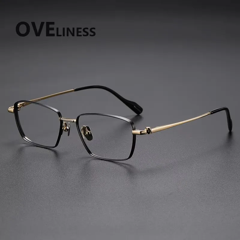 

Pure Titanium Glasses Frame Men Retro Square Eyeglasses frames Eyewear spectacles
