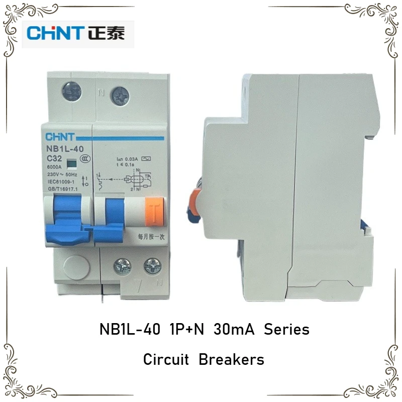 

Genuine CHINT NB1L-40 1P+N 10A-40A 30mA Leakage Circuit Breaker Electromagnetic Type C for Home Electrical Safety