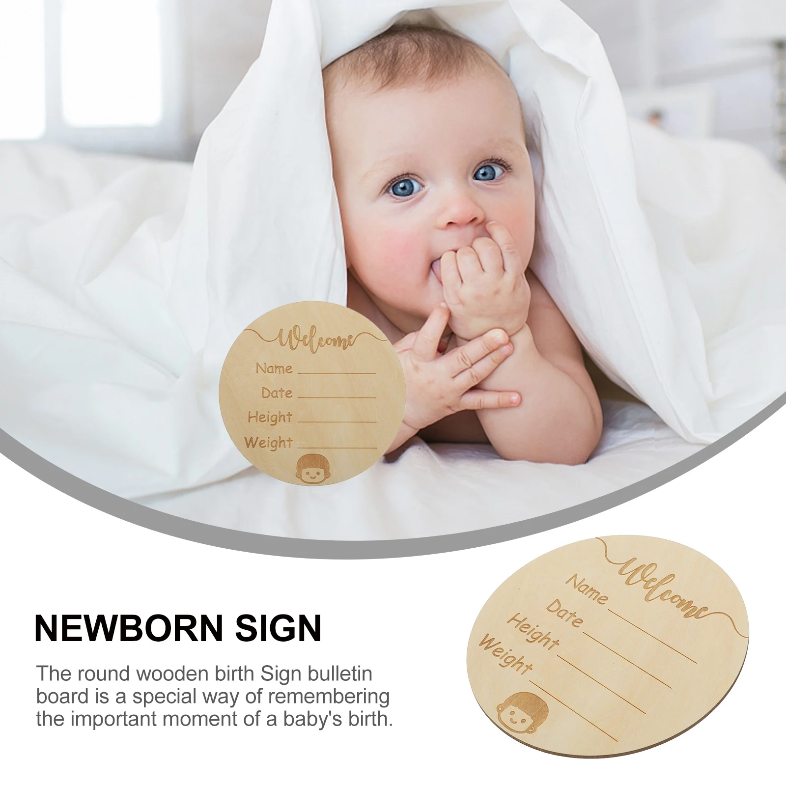

Newborn Baby Birth Wooden Sign Announcement Basswood Plywood Round Shape Environmental Paint Handmade Quality Supervision Home