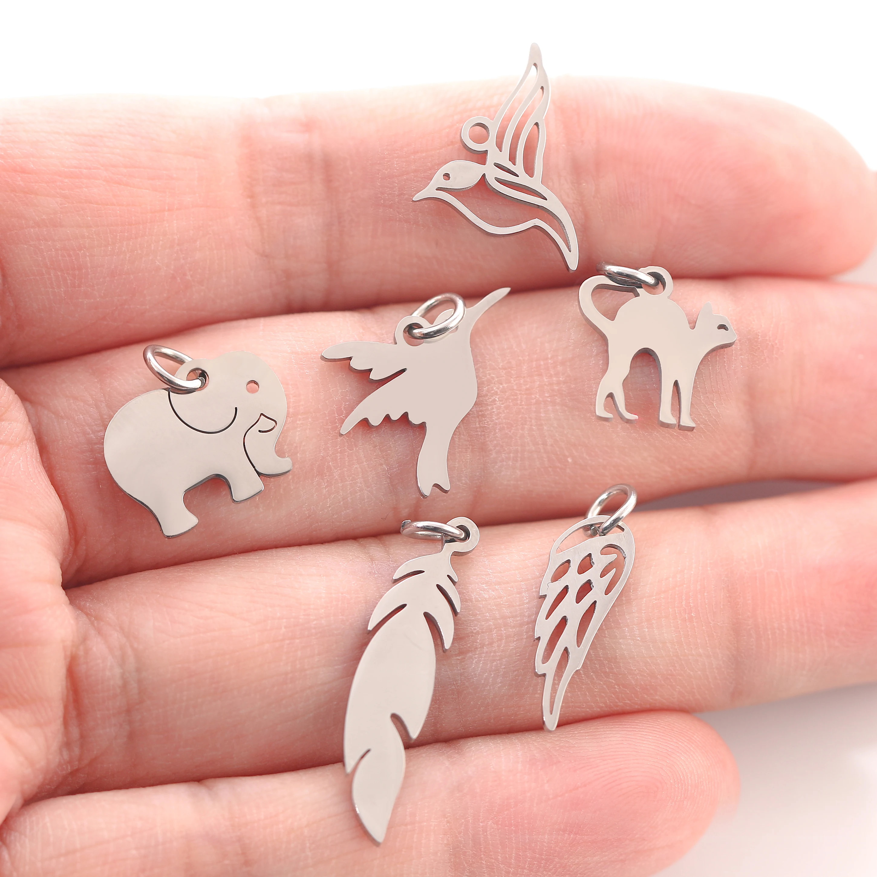 5Pcs/Lot Animal Claw Charms Stainless Steel Cat/Slephant/Hummingbird/Yoga Charm Diy Naszyjniki Kolczyki Biżuteria Wisiorki — zdjęcie 7