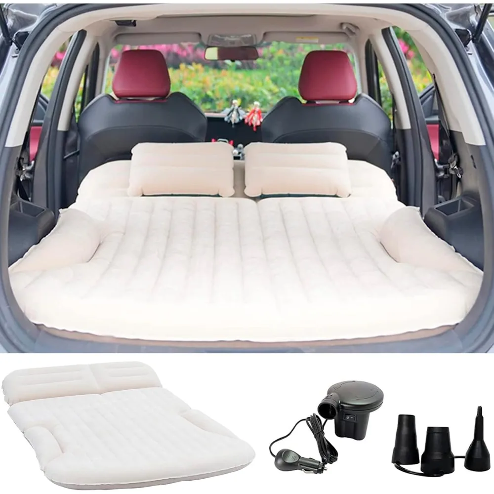 

SUV Air Mattress Thickened and Double-Sided Flocking Travel Camping Bed with 2 Pillows & Electric Pump Dedicated Mobile Cushion