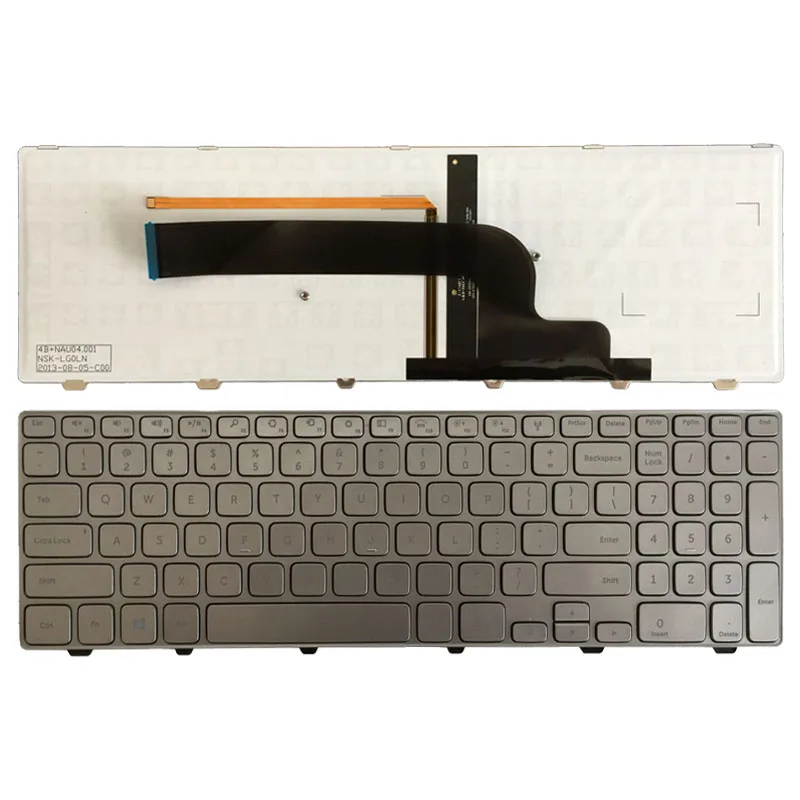 

New US keyboard for Dell Inspiron 15-7000 series 7537 English silver Laptop Keyboard whit backlit