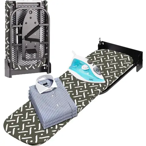 Ferro da stiro pieghevole in acciaio con supporto a parete