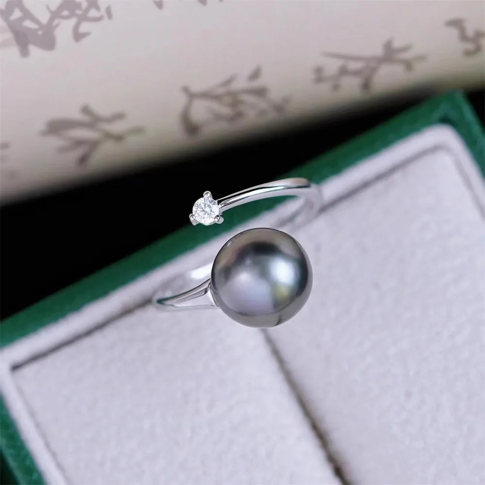 

S925 Silver Sterling Ring Inlaid Zirconia Half Hole Pearl Ring Base Resizable Design DIY Handmade Fine Jewelry Ring Accessories
