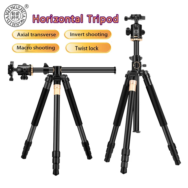 Professional Horizontal Tripod for Phone Camera Flexible Aluminum Tripod with Extended Arm for Canon Nikon Sony DSLR QZSD Q992H