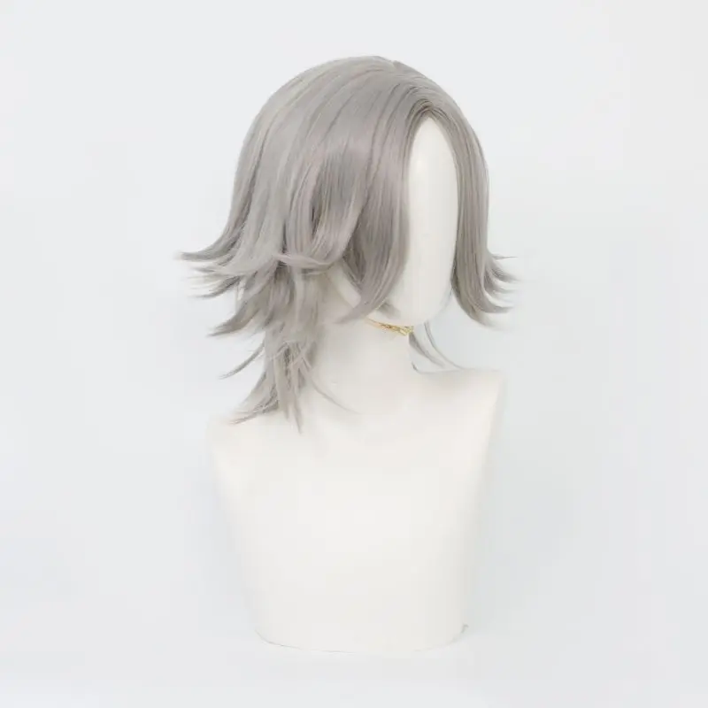 Nuevo juego, peluca de Cosplay Aotsuki Eito de cien líneas, accesorios para el cabello con flequillo corto gris, accesorios de pelucas sintéticas resistentes al calor