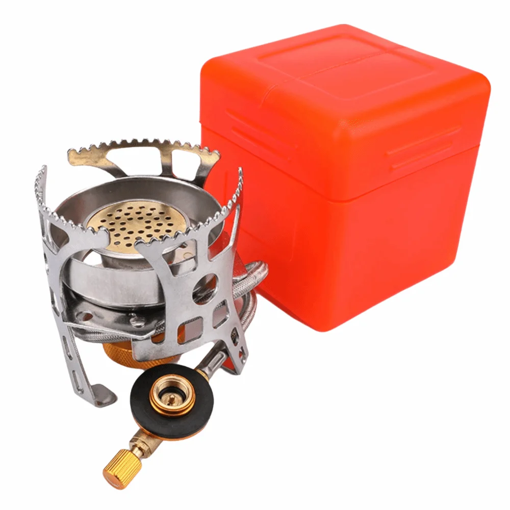 

Durable Aluminum Alloy, Copper Portable Gas Stove Windproof Foldable Outdoor Stove Lightweight Mini Stove Hiking