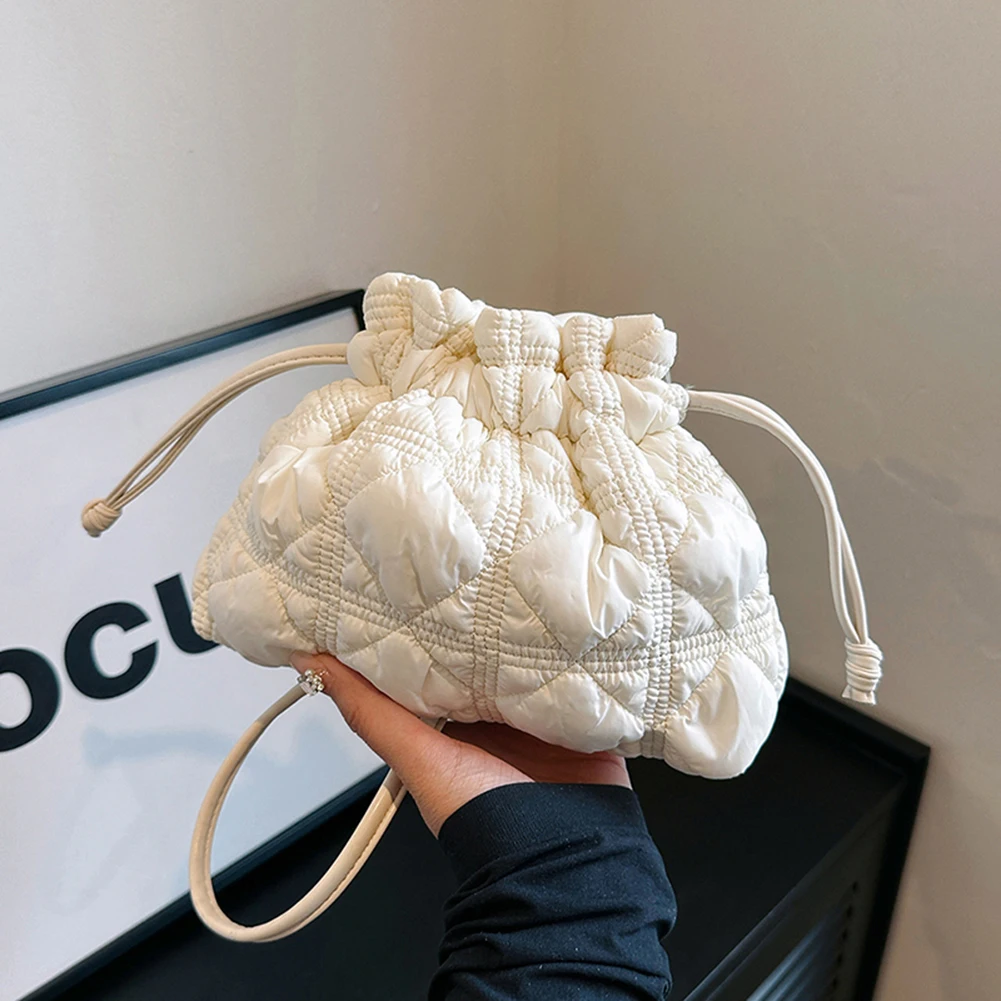 

Женская стеганая сумка-ведро со съемным ремешком, однотонная сумка через плечо с мягкой подкладкой для вечеринки, отпуска